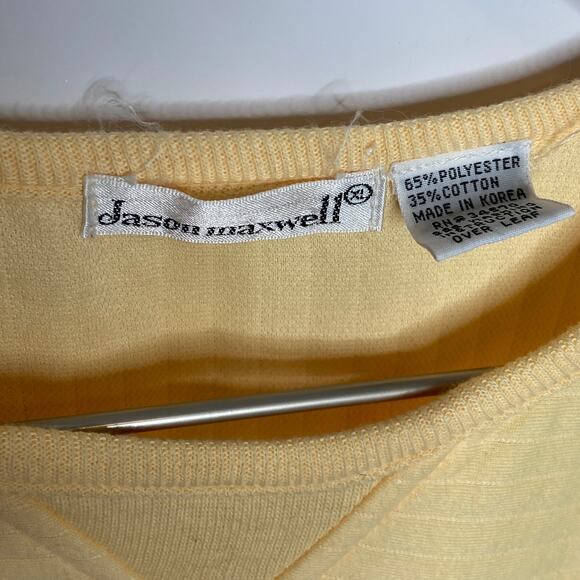 Vintage Jason Maxwell Yellow Quilted Short Sleeve Pullover Shirt - Women's XL - Picture 3 of 4